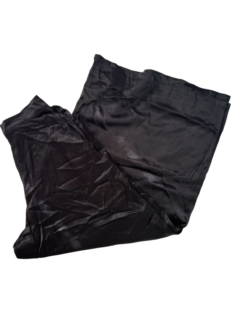 La Femme Black Satin Wide-Leg Dress Trousers Pants